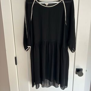 Wilfred Black Silk Top with Cream Trim